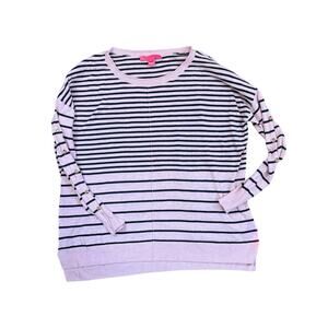 Lilly Pulitzer Women's Melanie Coolmax Cool Pink Navy Stripe Sweater Sz Large